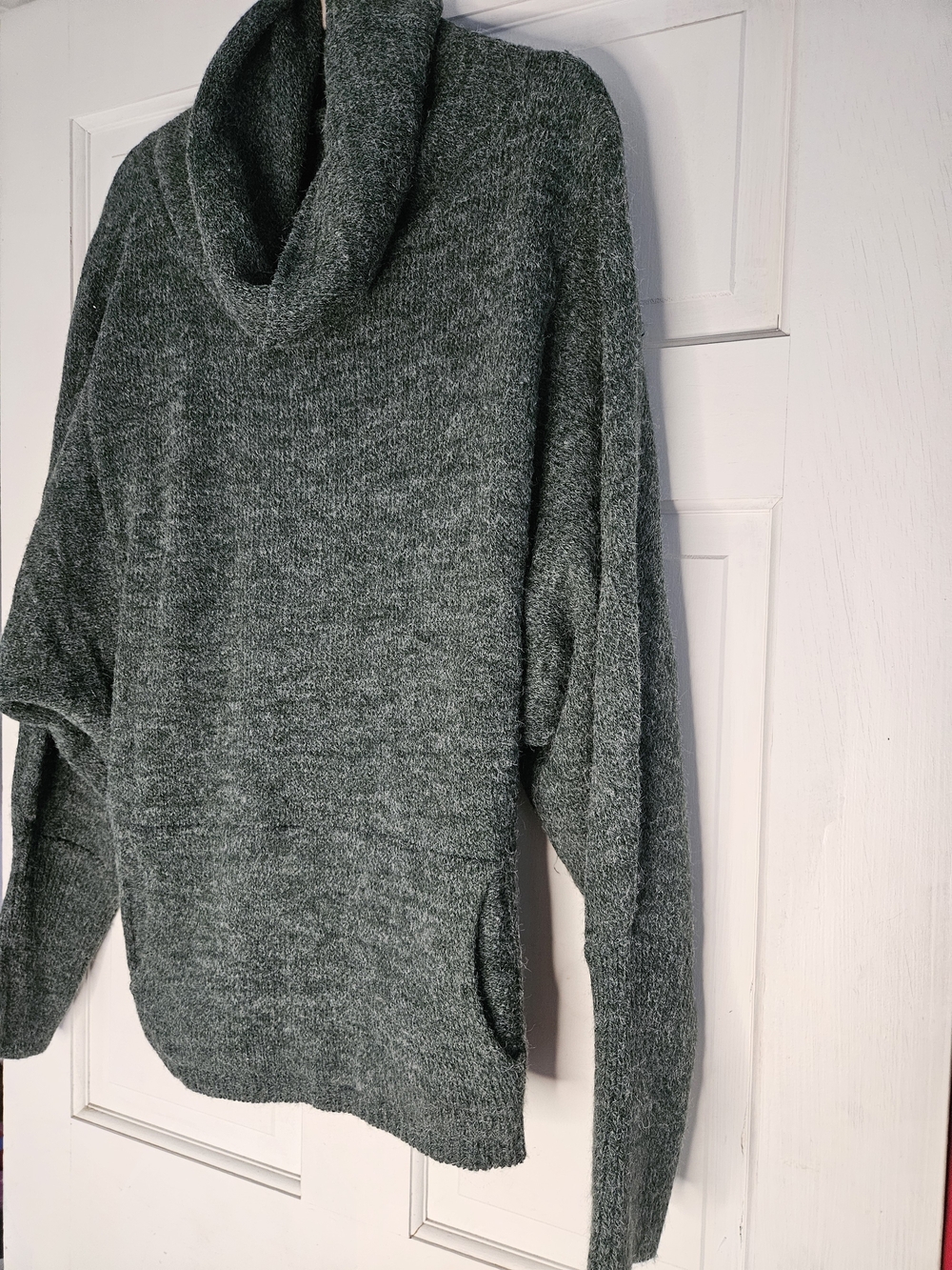 Cozy Women's Cowl Neck Sweater in Heathered Green#273